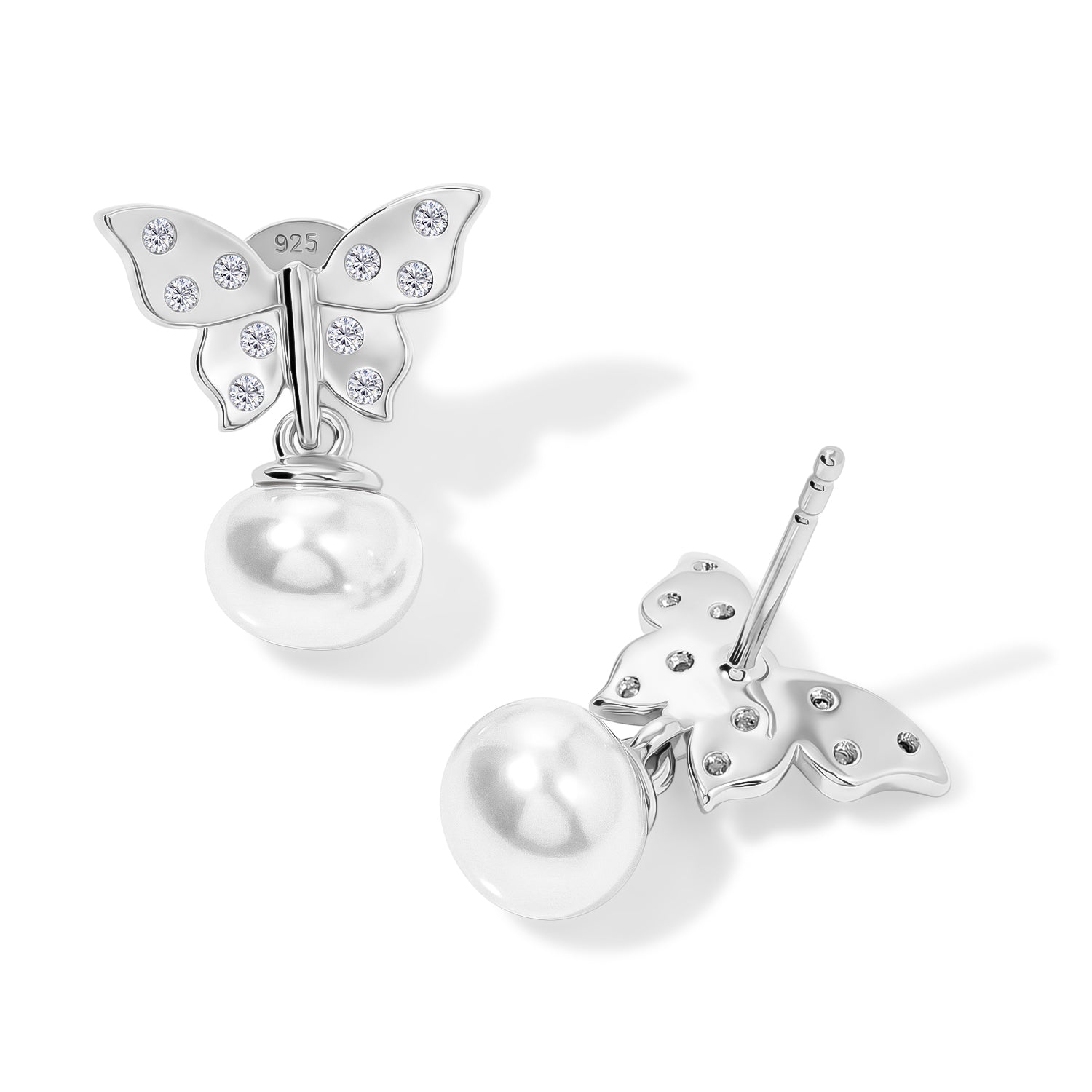 EVER TRUE Süßwasser Perle (7-7.5 mm), Weißer Zirkon Ohrringe 950 Kupfer 5.24 ct