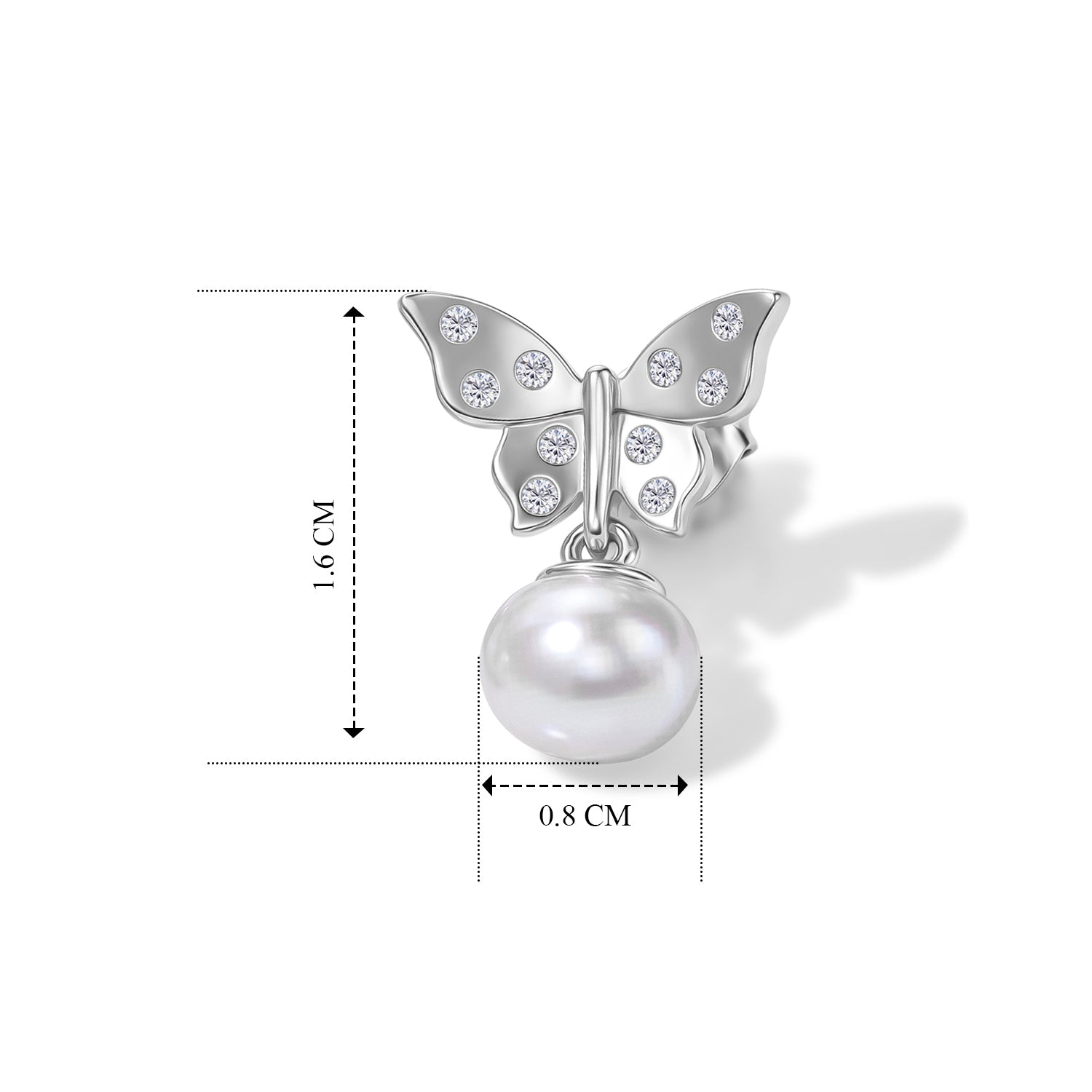 EVER TRUE Süßwasser Perle (7-7.5 mm), Weißer Zirkon Ohrringe 950 Kupfer 5.24 ct