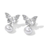 EVER TRUE Süßwasser Perle (7-7.5 mm), Weißer Zirkon Ohrringe 950 Kupfer 5.24 ct