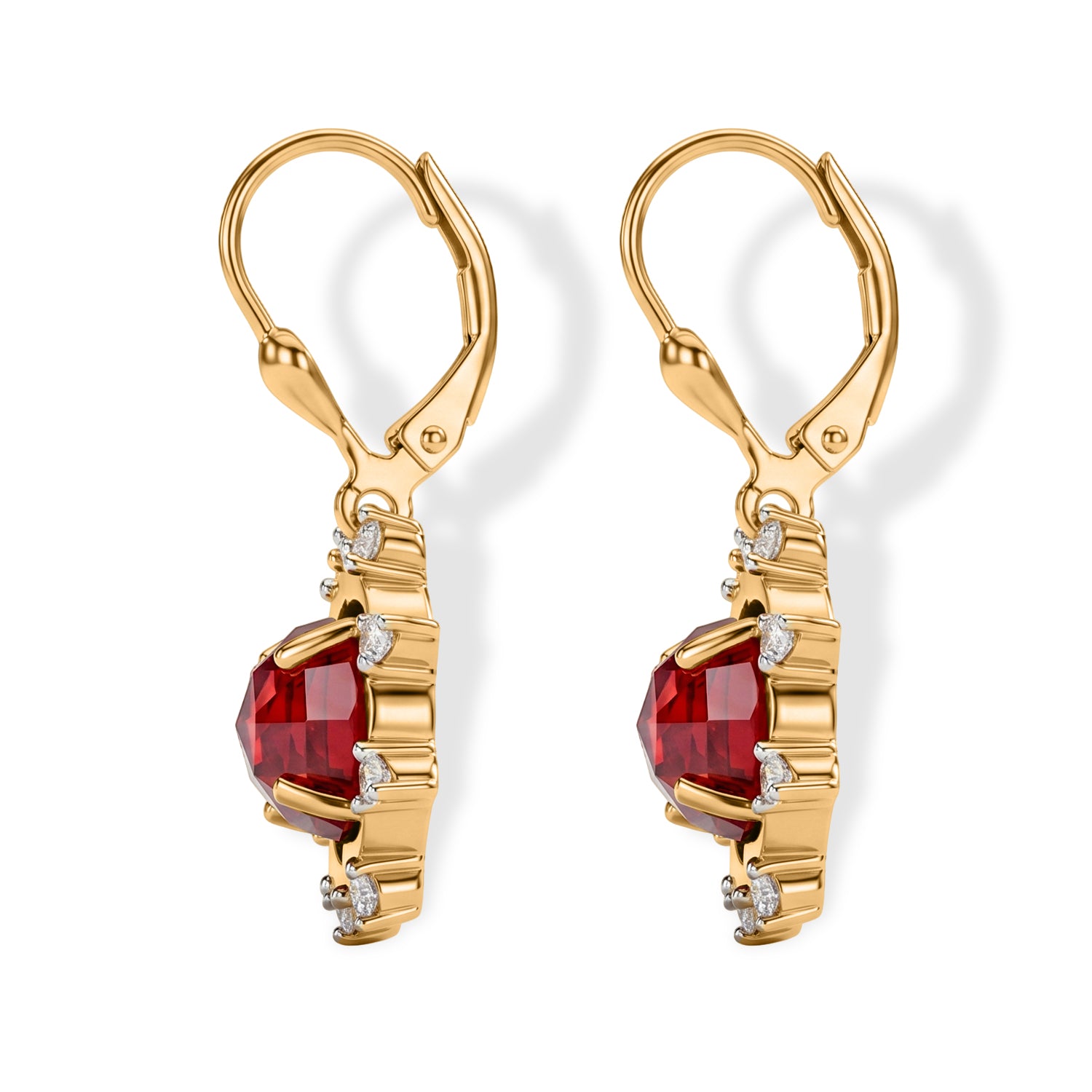 D'Joy Lab Grown Padparadscha-Saphir, Weißer Zirkon Ohrringe 925 Silber 750 Gelbgold vermeil ca. 6.79 ct