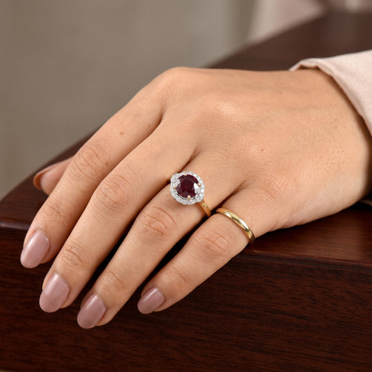 LUXURIANT  (10-16 Werktage Lieferzeit)  2,73 ct. AAA Farbwechsel Granat und Labor Diamant Ring in 417 Gold
