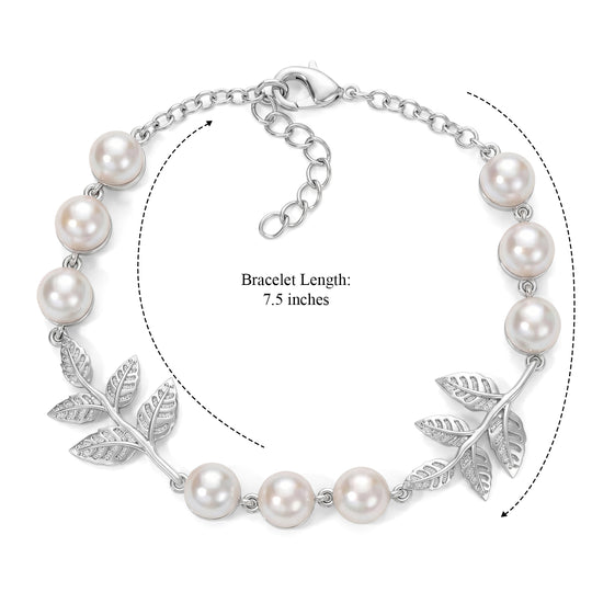 EVER TRUE Süßwasser Perle (7-7.5 mm) Armband ca. 19 cm 950 Kupfer, Silberfarben, 22.58 ct