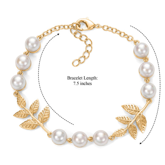 EVER TRUE Süßwasser Perle (7-7.5 mm) Armband ca. 19 cm 950 Kupfer, Goldfarben, 22.58 ct