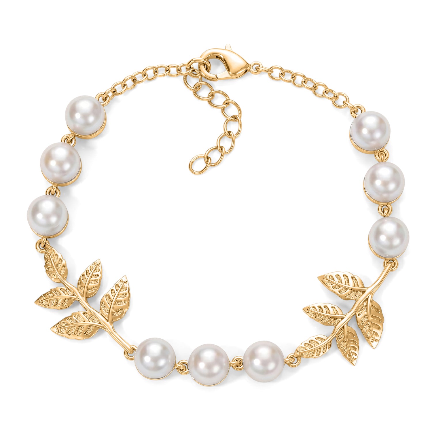 EVER TRUE Süßwasser Perle (7-7.5 mm) Armband ca. 19 cm 950 Kupfer, Goldfarben, 22.58 ct