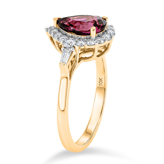 LUXURIANT  (10-16 Werktage Lieferzeit)  2,43 ct. AAA Farbwechsel Granat und Labor Diamant Ring in 417 Gold
