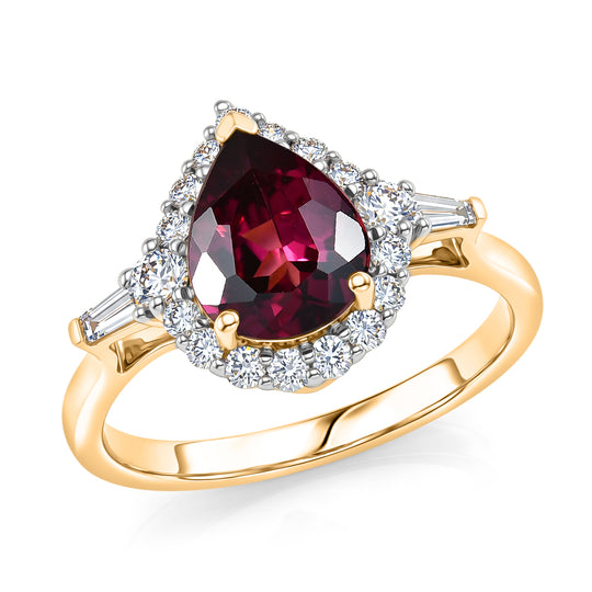 LUXURIANT  (10-16 Werktage Lieferzeit)  2,43 ct. AAA Farbwechsel Granat und Labor Diamant Ring in 417 Gold