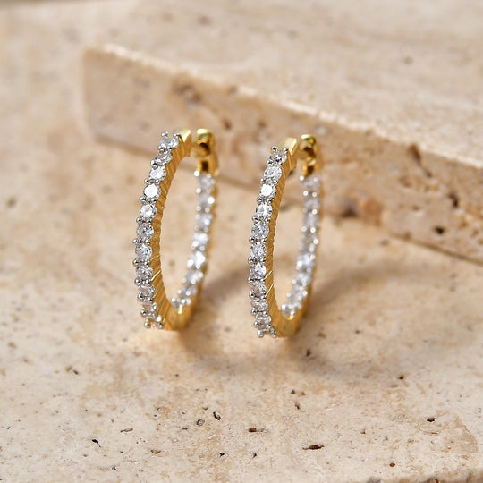 LUXURIANT DIAMOND - Lab Grown Diamant SI-GH Ohrringe 925 Silber 750 Gelbgold vermeil 1.00 ct