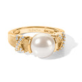 EVER TRUE Süßwasser Perle (9-9.5 mm), Weißer Zirkon Ring 950 Kupfer (Größe 17.00)
