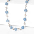 EVER TRUE Aquamarin, Süßwasser Perle Halskette ca. 50 cm Nickelfreies Messing Platiniert 85.00 ct