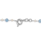 EVER TRUE Aquamarin, Süßwasser Perle Halskette ca. 50 cm Nickelfreies Messing Platiniert 85.00 ct