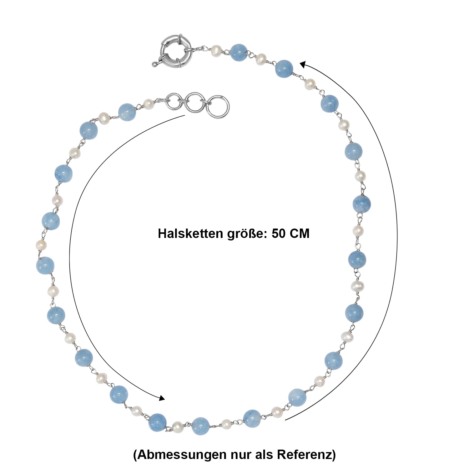 EVER TRUE Aquamarin, Süßwasser Perle Halskette ca. 50 cm Nickelfreies Messing Platiniert 85.00 ct