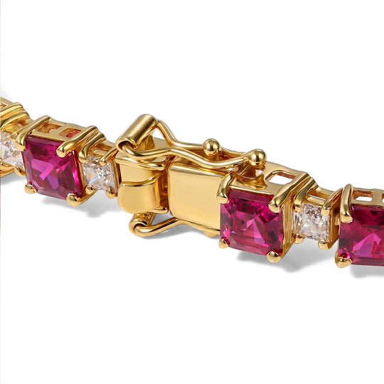 D'Joy AAA Lab Grown Rubin, Moissanit Armband ca. 19 cm 925 Silber 750 Gelbgold vermeil ca. 21,57 ct.