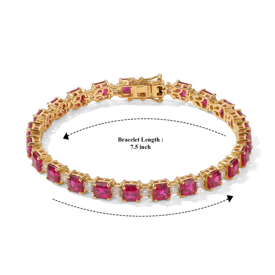 D'Joy AAA Lab Grown Rubin, Moissanit Armband ca. 19 cm 925 Silber 750 Gelbgold vermeil ca. 21,57 ct.