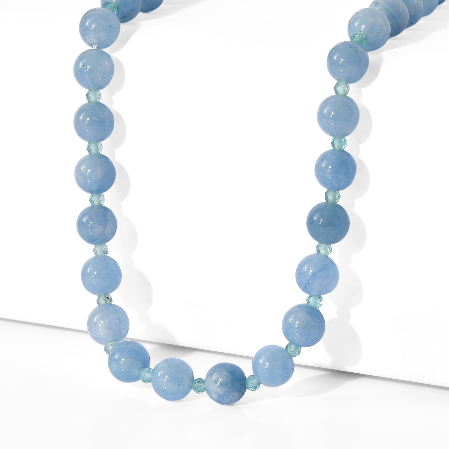 EVER TRUE Aquamarin, Apatit Halskette ca. 50 cm Nickelfreies Messing Platiniert ca. 185.00 ct
