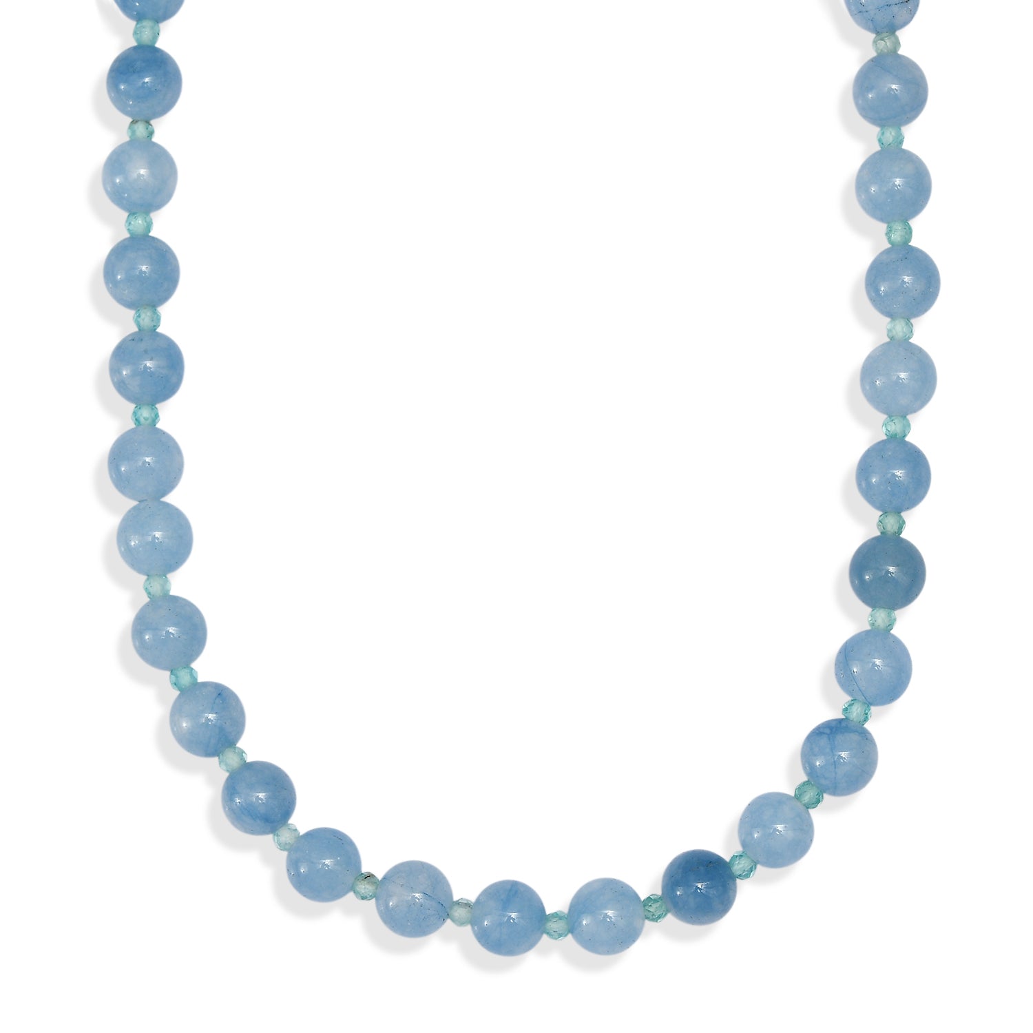 EVER TRUE Aquamarin, Apatit Halskette ca. 50 cm Nickelfreies Messing Platiniert ca. 185.00 ct
