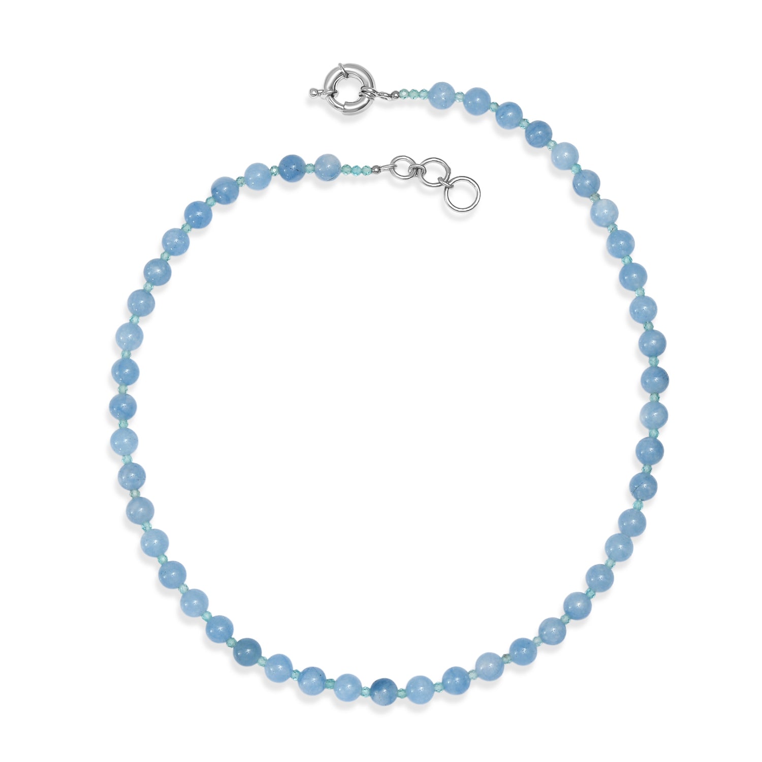 EVER TRUE Aquamarin, Apatit Halskette ca. 50 cm Nickelfreies Messing Platiniert ca. 185.00 ct