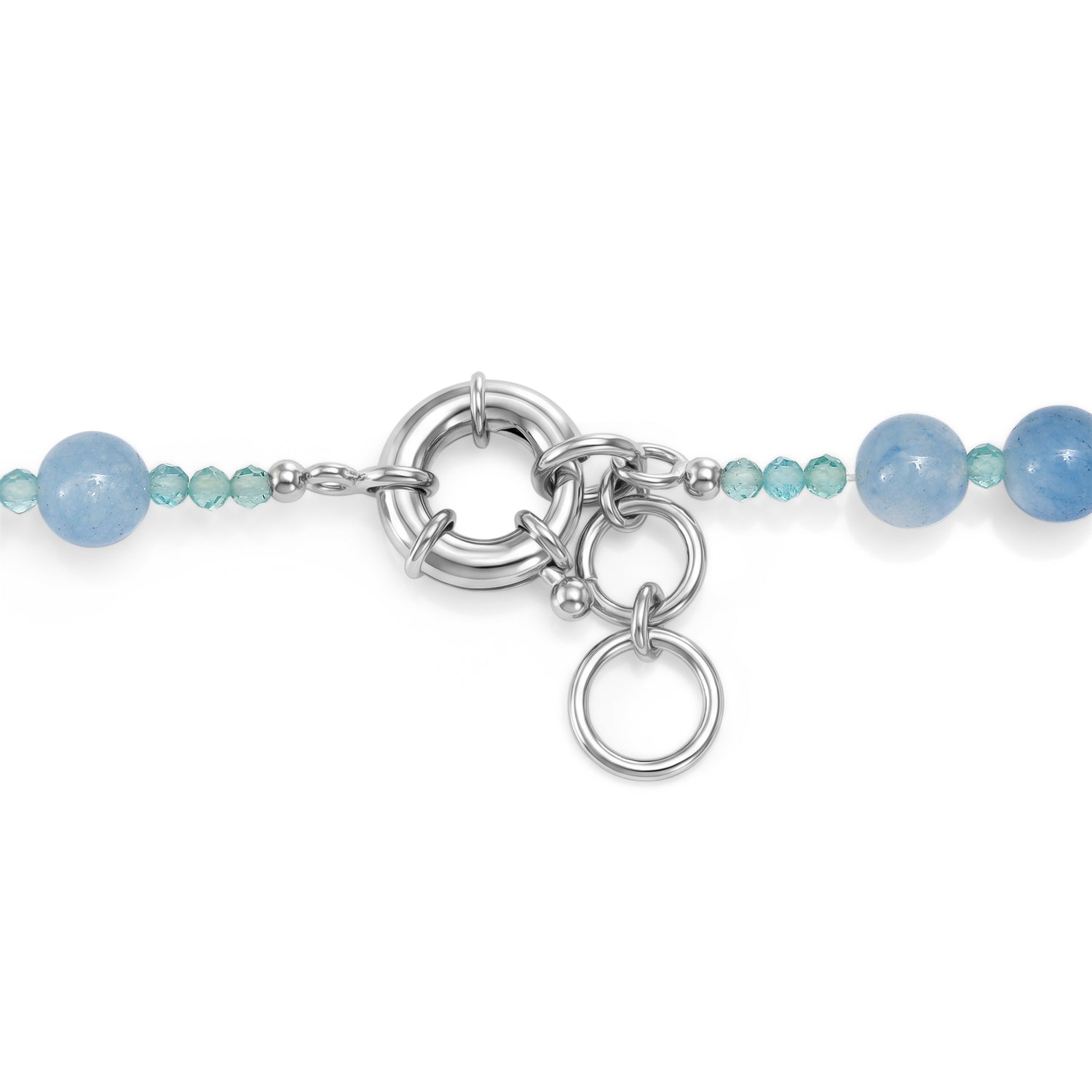 EVER TRUE Aquamarin, Apatit Halskette ca. 50 cm Nickelfreies Messing Platiniert ca. 185.00 ct