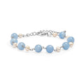 EVER TRUE Milchiger Aquamarin, Süßwasser Perle Armband ca. 19 cm 316L Edelstahl Platiniert 32.00 ct