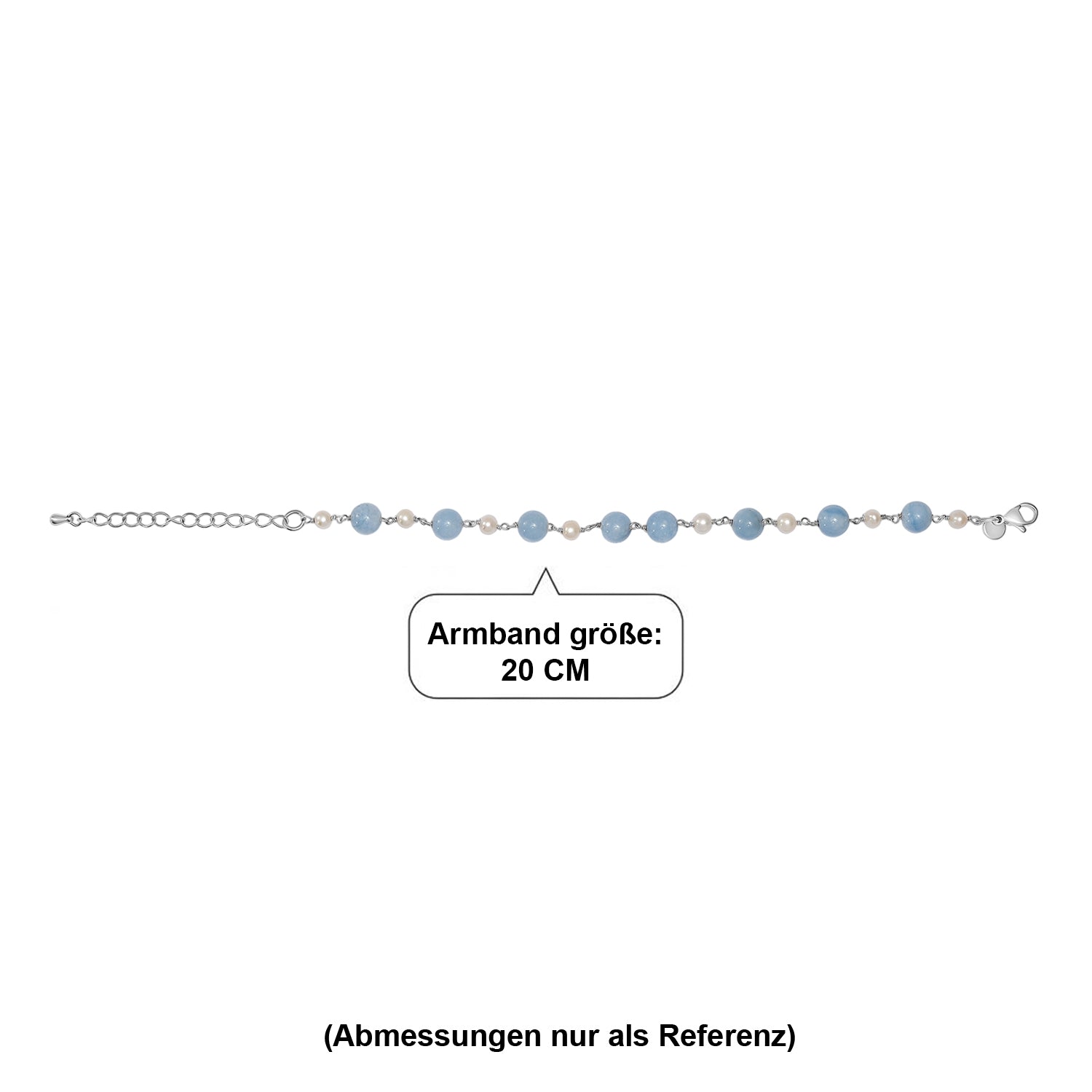 EVER TRUE Milchiger Aquamarin, Süßwasser Perle Armband ca. 19 cm 316L Edelstahl Platiniert 32.00 ct