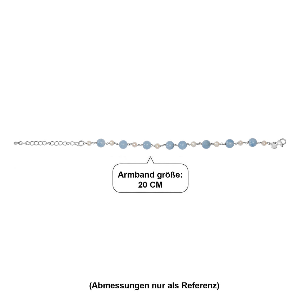 EVER TRUE Milchiger Aquamarin, Süßwasser Perle Armband ca. 19 cm 316L Edelstahl Platiniert 32.00 ct