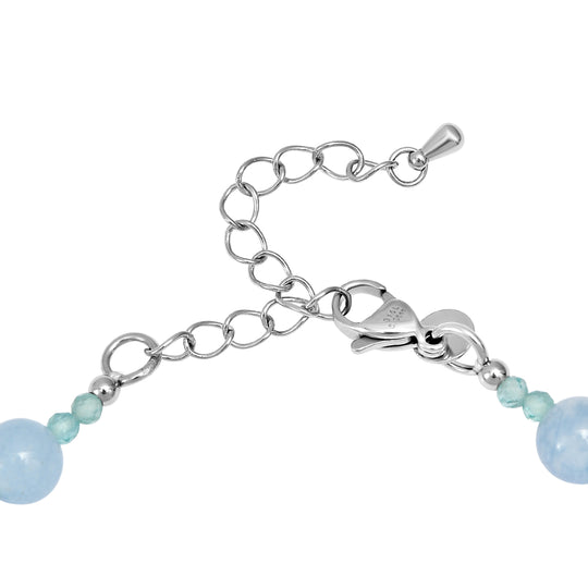 EVER TRUE Milchiger Aquamarin, Apatit Armband ca. 19 cm 316L Edelstahl Platiniert ca. 63.50 ct