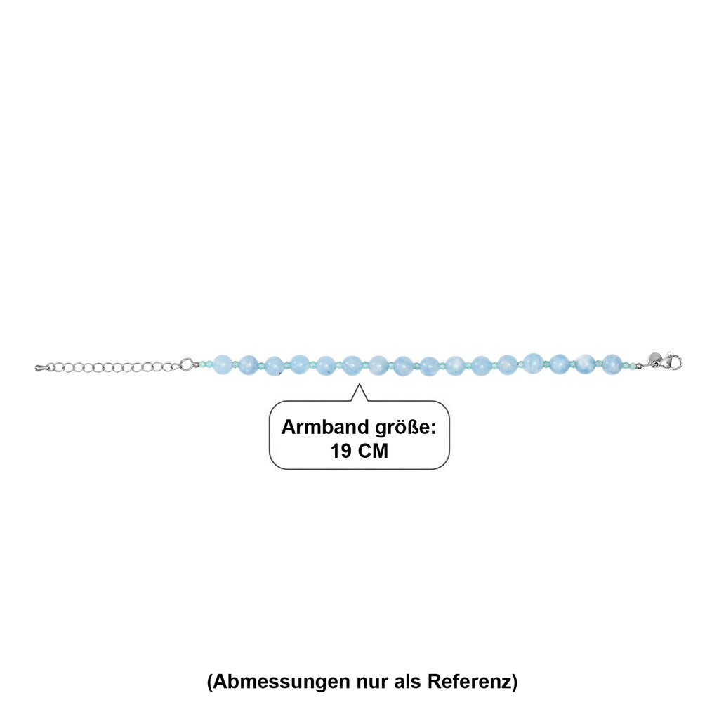 EVER TRUE Milchiger Aquamarin, Apatit Armband ca. 19 cm 316L Edelstahl Platiniert ca. 63.50 ct