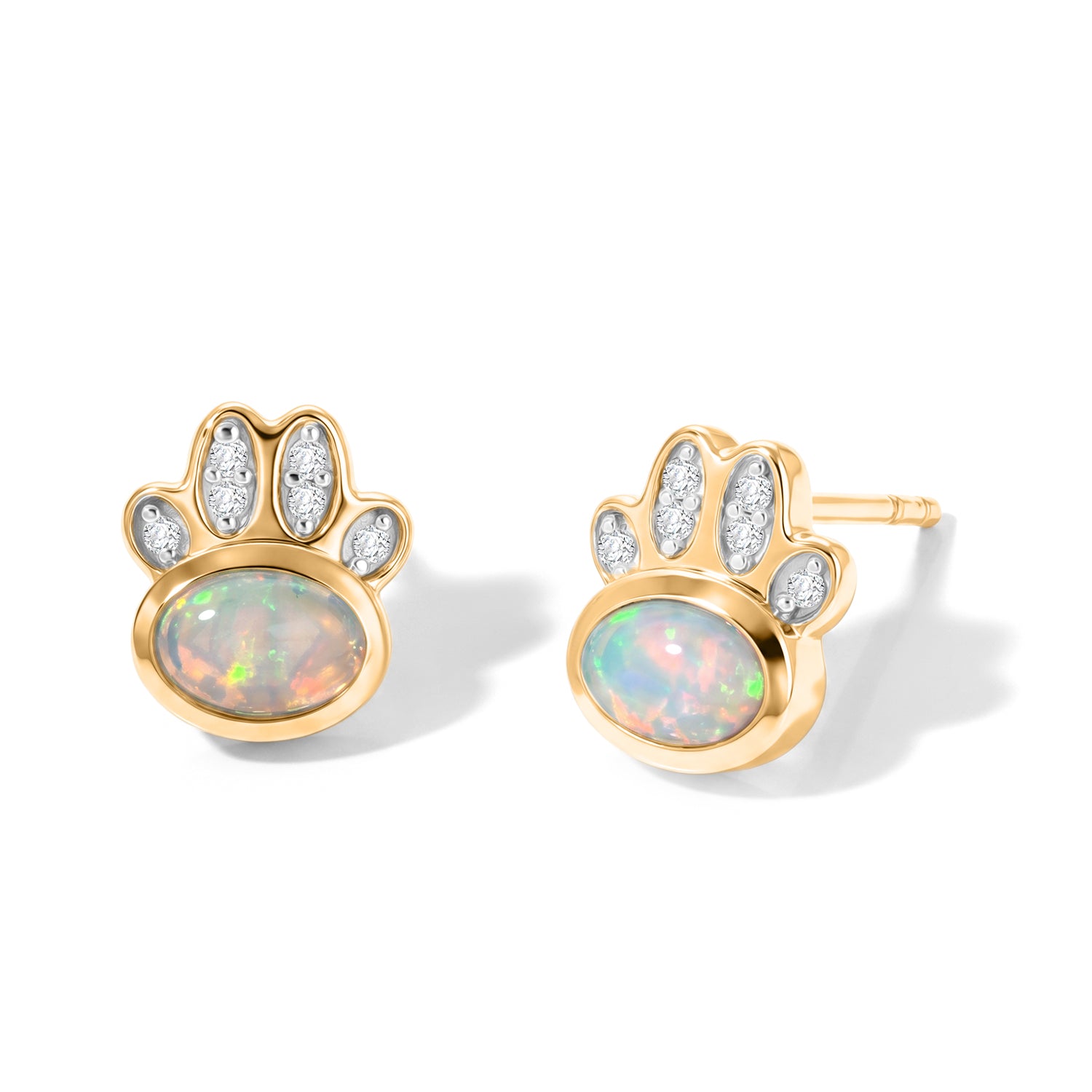 D'Joy AA Natürlicher, äthiopischer Welo Opal, Moissanit Ohrringe 925 Silber 585 Vergoldet ca. 0.83 ct