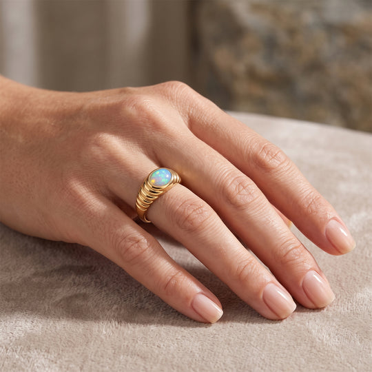 EVER TRUE AA Natürlicher, äthiopischer Welo Opal Ring 950 Kupfer (Größe 17.00) ca. 1,00 ct