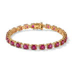 D'Joy AAA Lab Grown Rubin, Moissanit Armband ca. 20 cm 925 Silber 750 Gelbgold vermeil ca. 23,62 ct.