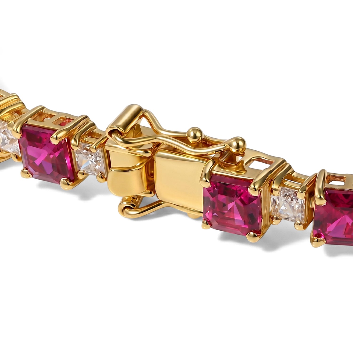 D'Joy AAA Lab Grown Rubin, Moissanit Armband ca. 20 cm 925 Silber 750 Gelbgold vermeil ca. 23,62 ct.