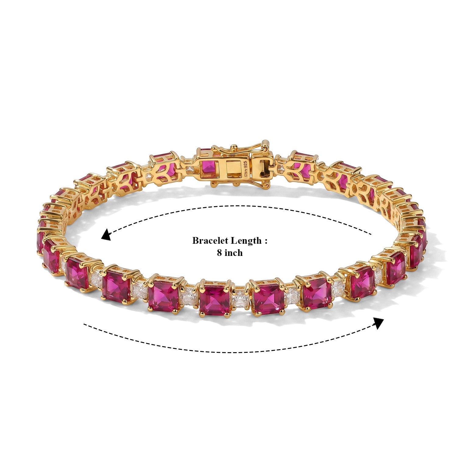 D'Joy AAA Lab Grown Rubin, Moissanit Armband ca. 20 cm 925 Silber 750 Gelbgold vermeil ca. 23,62 ct.