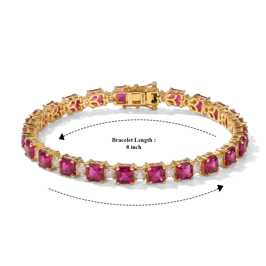 D'Joy AAA Lab Grown Rubin, Moissanit Armband ca. 20 cm 925 Silber 750 Gelbgold vermeil ca. 23,62 ct.