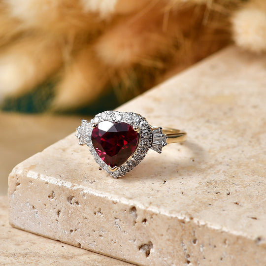 LUXURIANT  (10-16 Werktage Lieferzeit)  3,04 ct. AAA Farbwechsel Granat und Labor Diamant Ring in 417 Gold