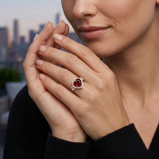 LUXURIANT  (10-16 Werktage Lieferzeit)  3,04 ct. AAA Farbwechsel Granat und Labor Diamant Ring in 417 Gold