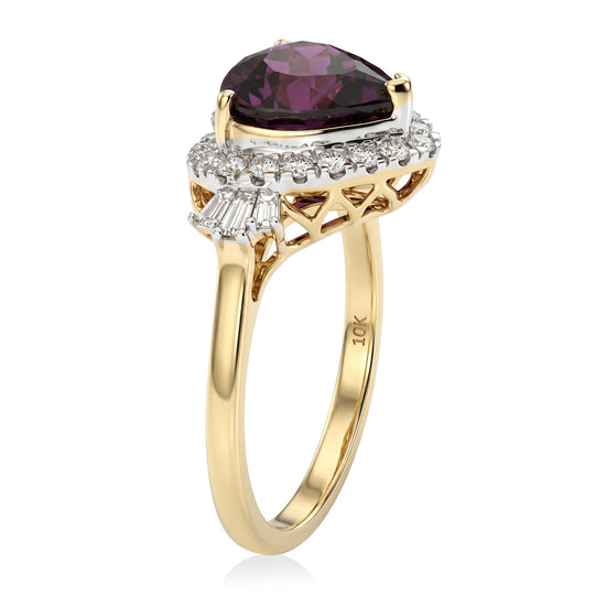 LUXURIANT  (10-16 Werktage Lieferzeit)  3,04 ct. AAA Farbwechsel Granat und Labor Diamant Ring in 417 Gold