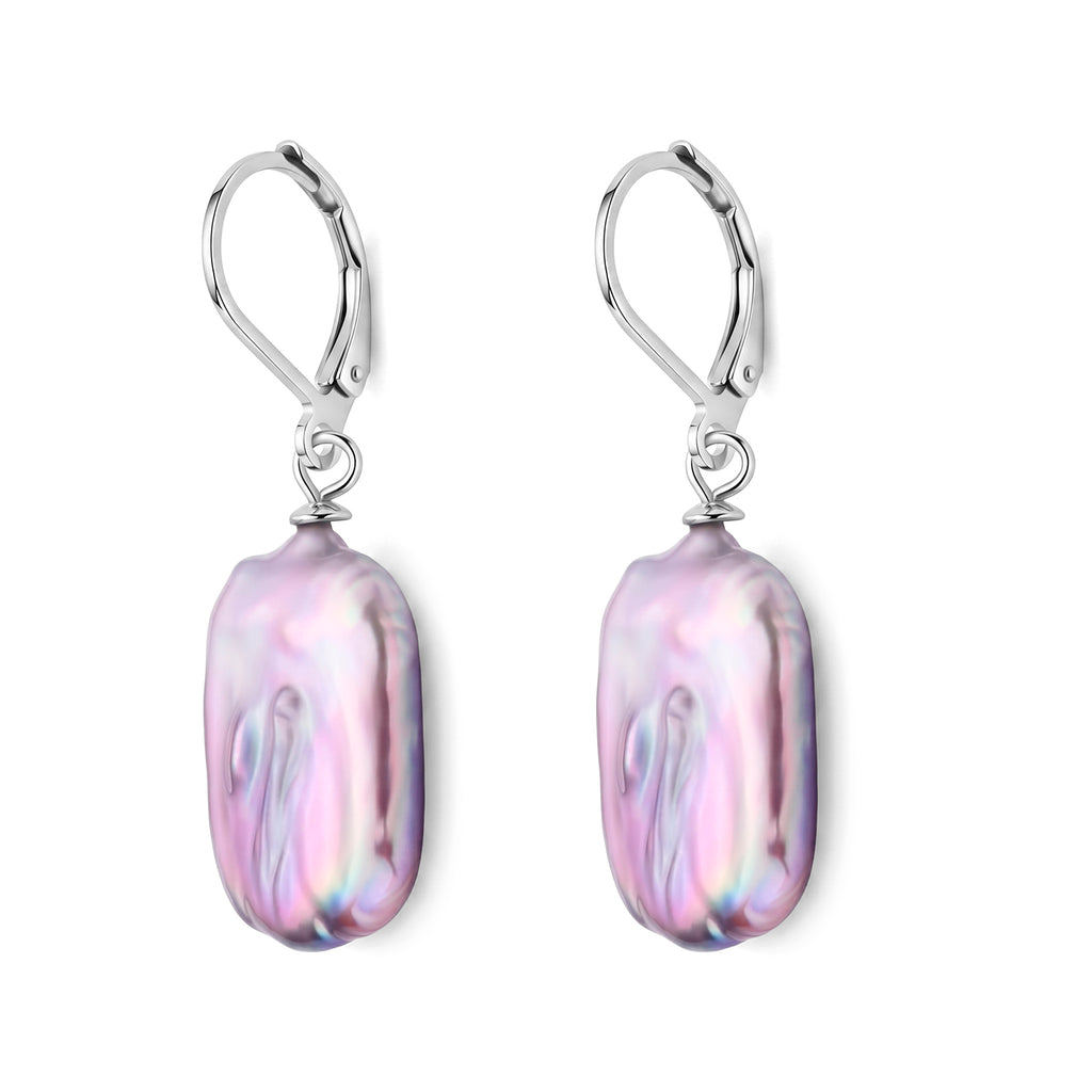 Lila Keshi Perle Ohrringe 316L Edelstahl