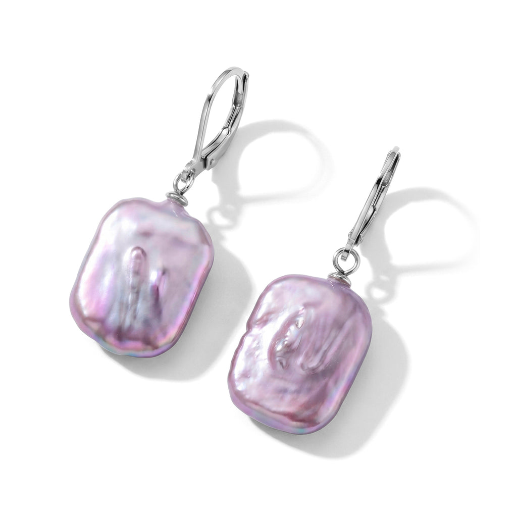 Lila Keshi Perle Ohrringe 316L Edelstahl