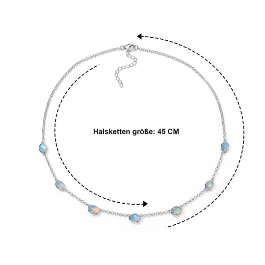 D'Joy AA natürliche, äthiopische Welo Opal 45+5cm Halskette, 925 Silber 750 Gelbgold Vermeil - 4,42 ct.
