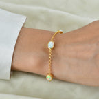 D'Joy AA Natürlicher, äthiopischer Welo Opal Armband ca. 19 cm +2.5 cm Extender 925 Silber 750 Gelbgold vermeil ca. 2,76 ct.