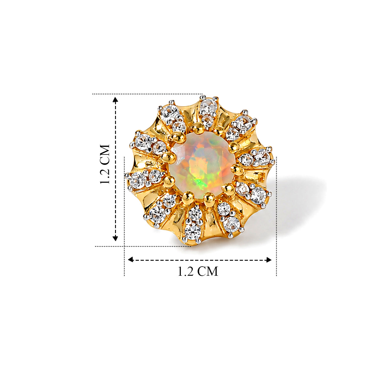 D'Joy AA Natürlicher, äthiopischer Welo Opal, Weißer Zirkon Ohrringe 925 Silber 585 Vergoldet ca. 1,13 ct.