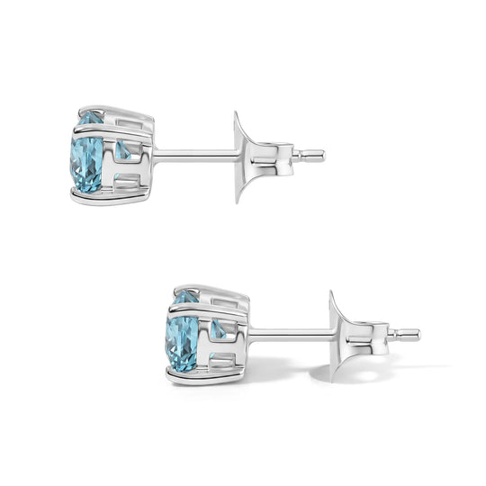 EverTrue AA blaue Zirkon Solitär Ohrringe, Bronze mit Platin E-Beschichtung - 2,16 ct.