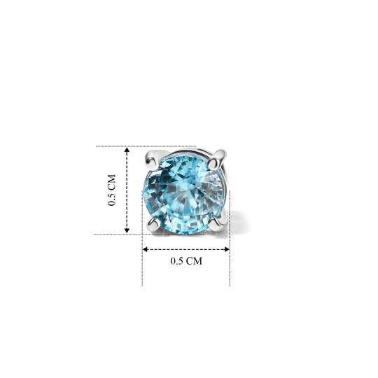 EverTrue AA blaue Zirkon Solitär Ohrringe, Bronze mit Platin E-Beschichtung - 2,16 ct.