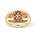 EVER TRUE Lab Grown Padparadscha-Saphir, Weißer Zirkon Ring 950 Kupfer (Größe 18.00) ca. 3,88 ct