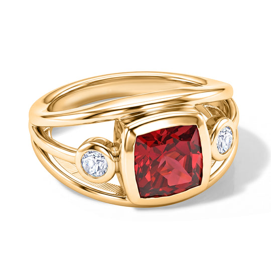 EVER TRUE Lab Grown Padparadscha-Saphir, Weißer Zirkon Ring 950 Kupfer (Größe 18.00) ca. 3,88 ct
