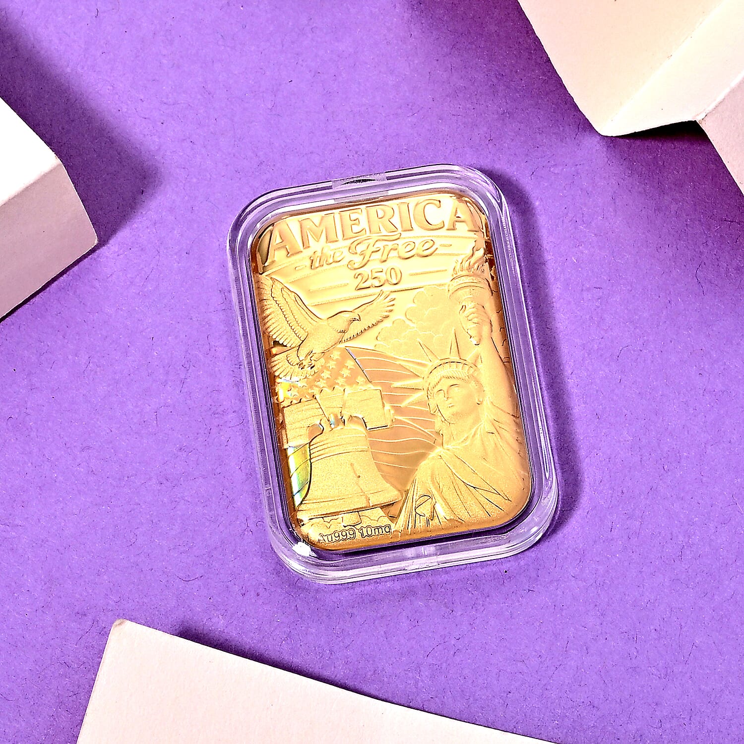 EXKLUSIVES GESCHENK - 999er Goldfolie STATUE OF LIBERTY: 250 Jahre Freiheit, ca. 26x40 mm, ca. 10 mg