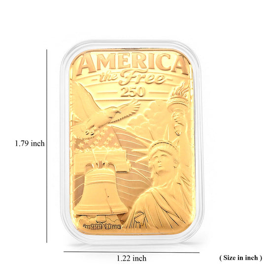 EXKLUSIVES GESCHENK - 999er Goldfolie STATUE OF LIBERTY: 250 Jahre Freiheit, ca. 26x40 mm, ca. 10 mg
