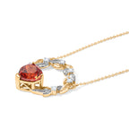D'Joy Lab Grown Padparadscha-Saphir, Weißer Zirkon Halskette ca. 50 cm 925 Silber Rhodiniert und 750 Gelbgold Vermeil ca. 5,69 ct.