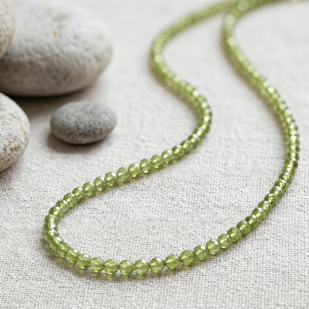 Natürliche Peridot Halskette ca. 45 cm 316L Edelstahl ca. 130.00 ct