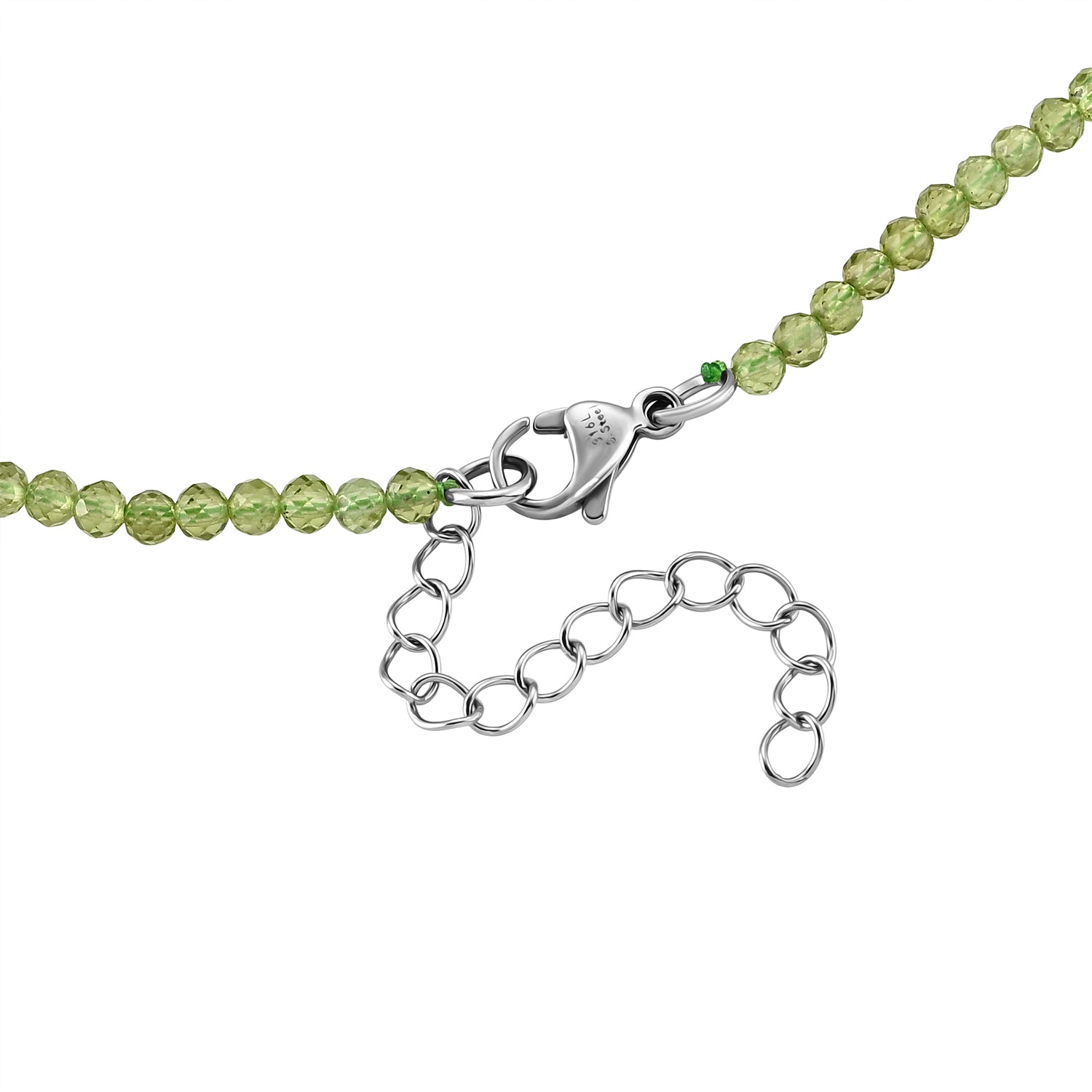 Natürliche Peridot Halskette ca. 45 cm 316L Edelstahl ca. 130.00 ct
