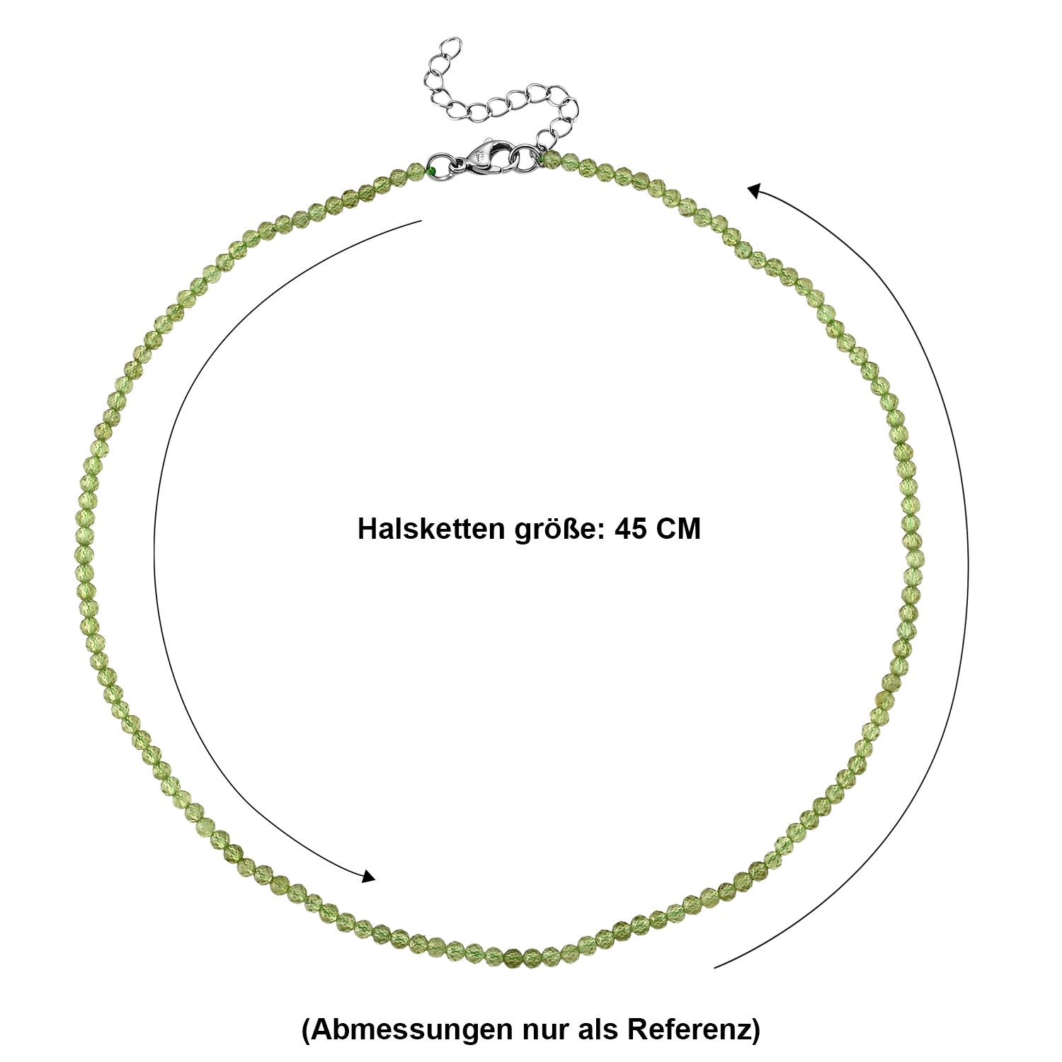 Natürliche Peridot Halskette ca. 45 cm 316L Edelstahl ca. 130.00 ct